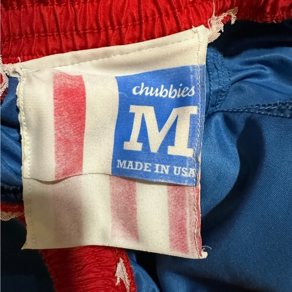 Chubbies Mens Swim Shorts Medium Blue Red No Lining Made in USA Patriotic (f6